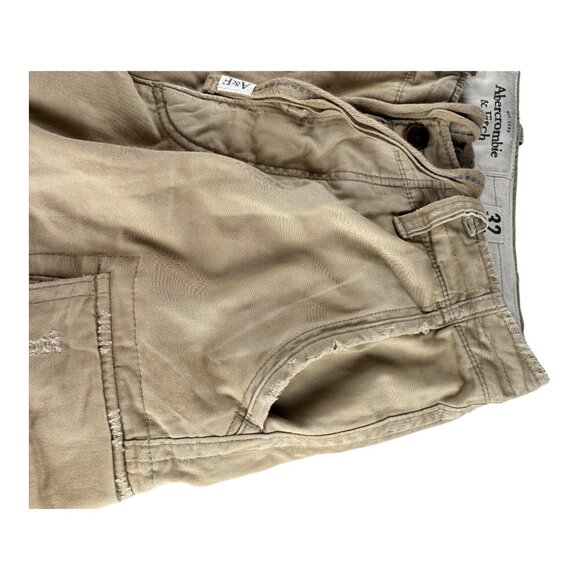 Abercrombie & Fitch Heavyweight Khaki Cargo Shorts Size 32 - Picture 5 of 11